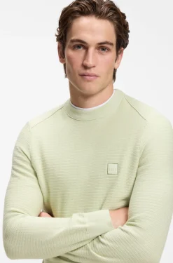 Cotton-piqué sweater with logo patch