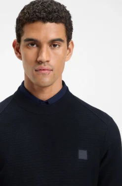Cotton-piqué sweater with logo patch