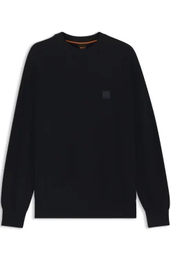 Cotton-piqué sweater with logo patch