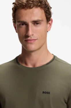 Cotton-piqué T-shirt with striped jacquard trims