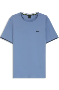 Cotton-piqué T-shirt with striped jacquard trims