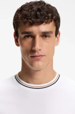 Cotton-piqué T-shirt with striped collar