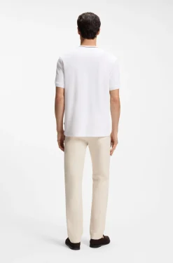 Cotton-piqué T-shirt with striped collar
