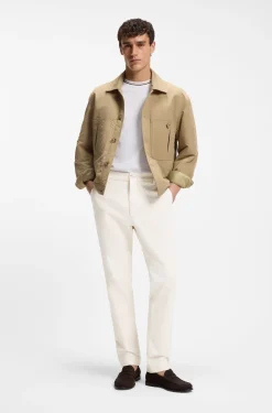 Cotton-piqué T-shirt with striped collar