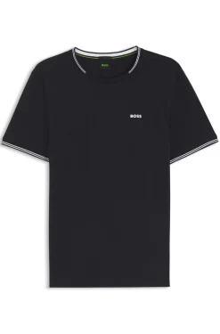 Cotton-piqué T-shirt with striped jacquard trims
