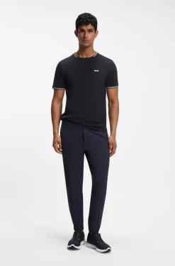 Cotton-piqué T-shirt with striped jacquard trims