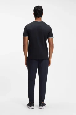 Cotton-piqué T-shirt with striped jacquard trims