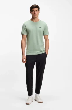 Cotton-piqué T-shirt with striped jacquard trims