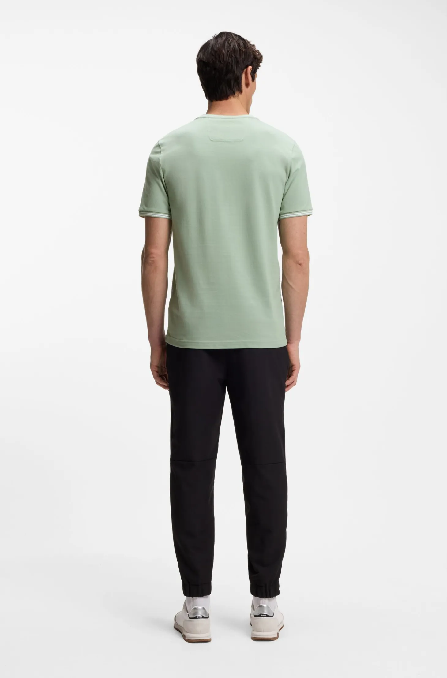 Cotton-piqué T-shirt with striped jacquard trims