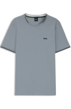 Cotton-piqué T-shirt with striped jacquard trims