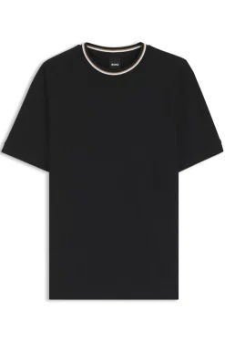 Cotton-piqué T-shirt with striped collar