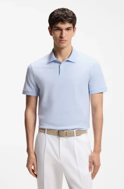Cotton polo shirt with bubble structure