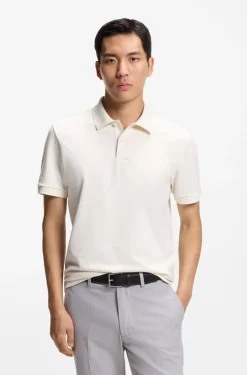 Cotton polo shirt with bubble structure