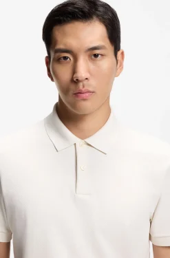 Cotton polo shirt with bubble structure