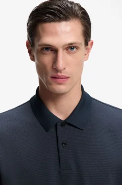 Cotton polo shirt with bubble structure