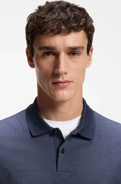 Cotton polo shirt with jacquard pattern