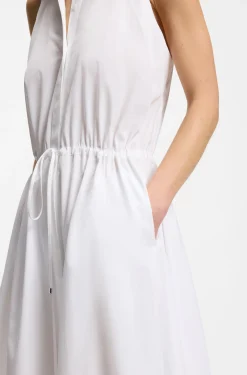 Cotton-poplin dress with drawcord waist