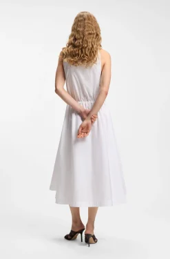 Cotton-poplin dress with drawcord waist