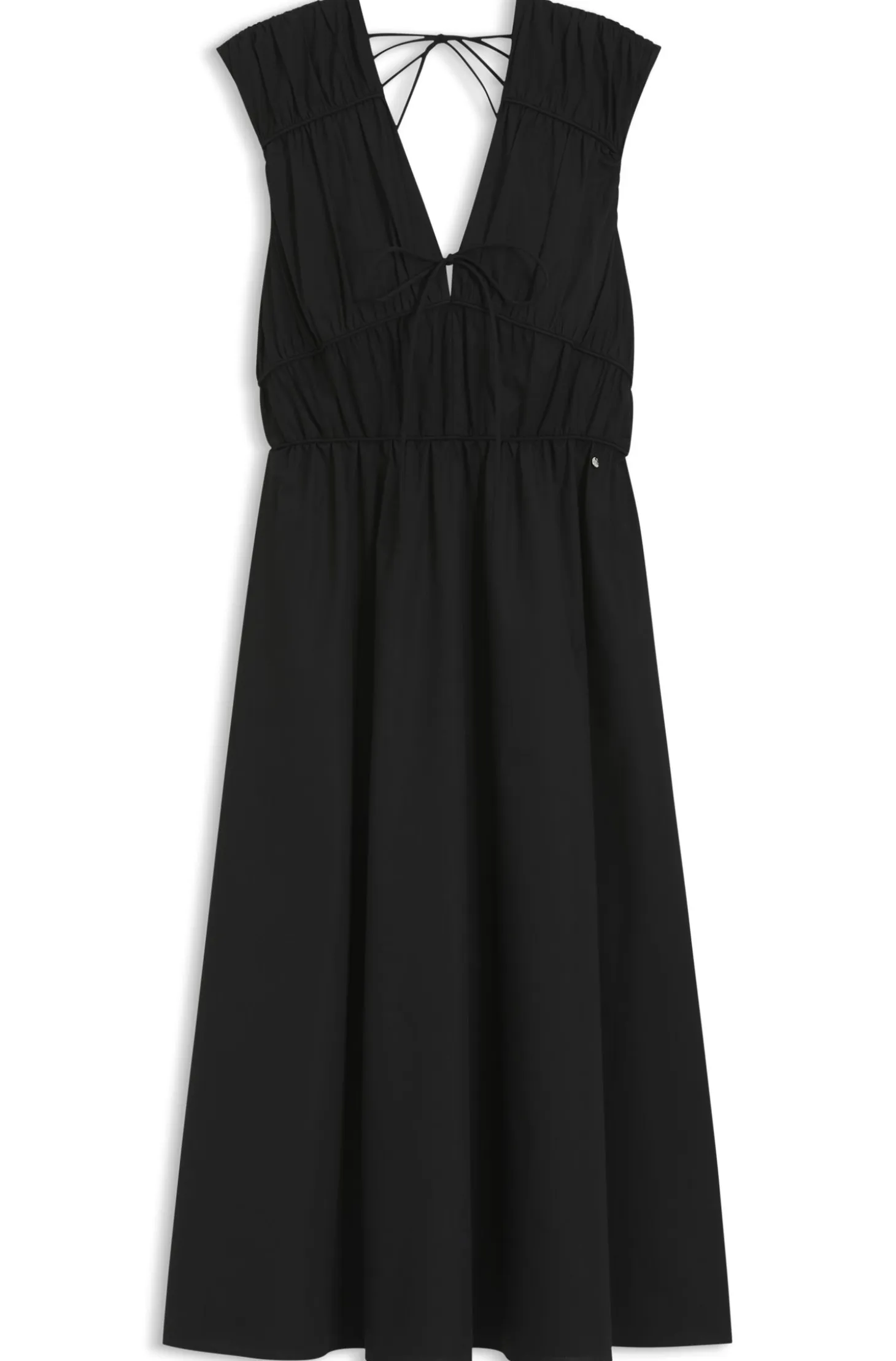 Cotton-poplin dress with gathered details
