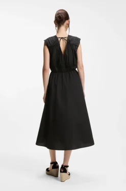Cotton-poplin dress with gathered details