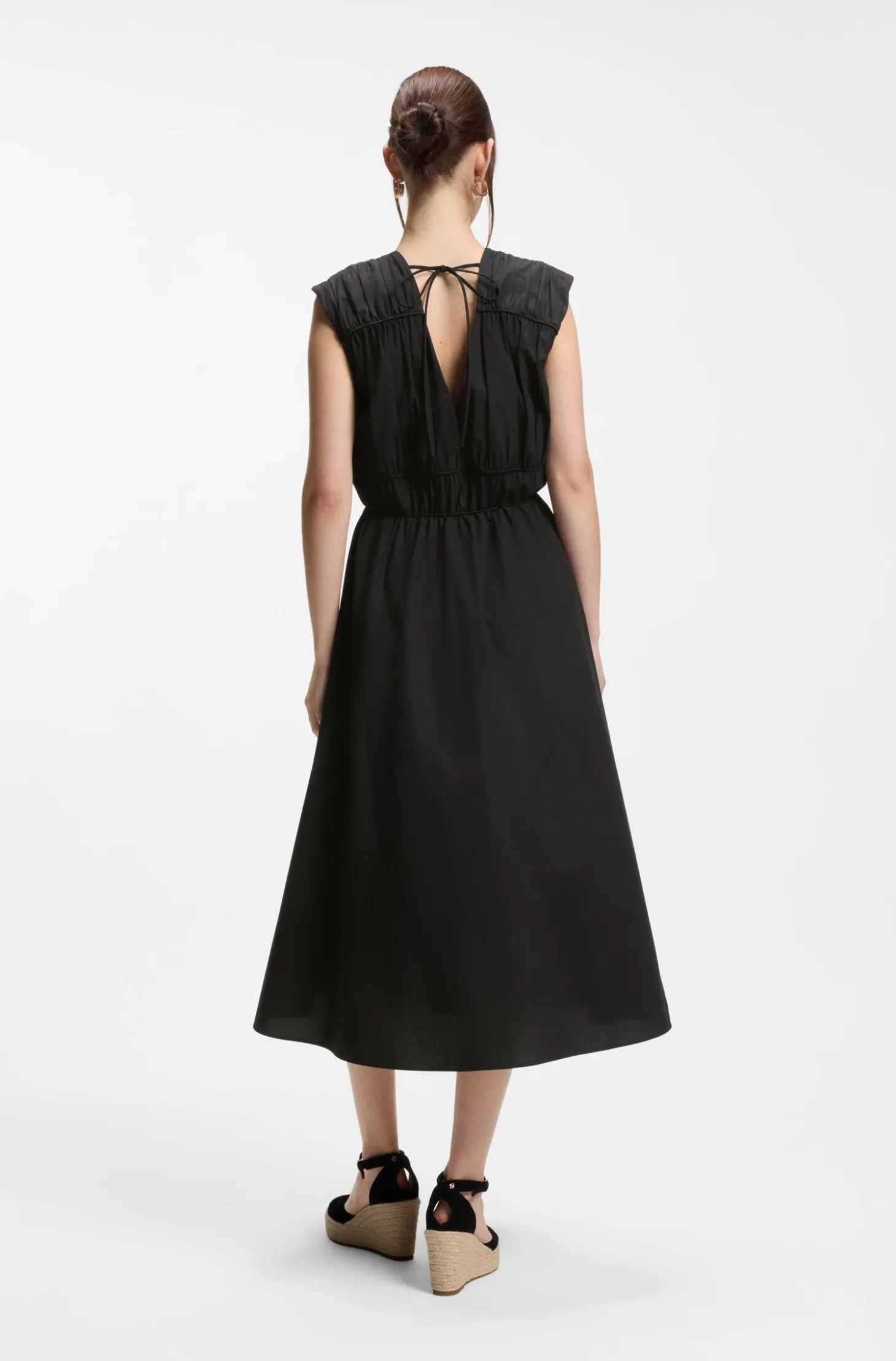 Cotton-poplin dress with gathered details