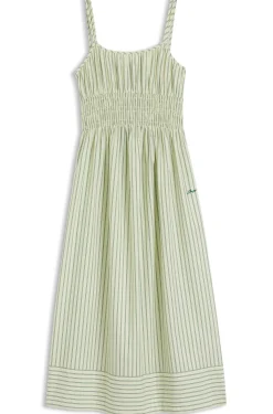 Cotton-poplin dress with vertical stripe