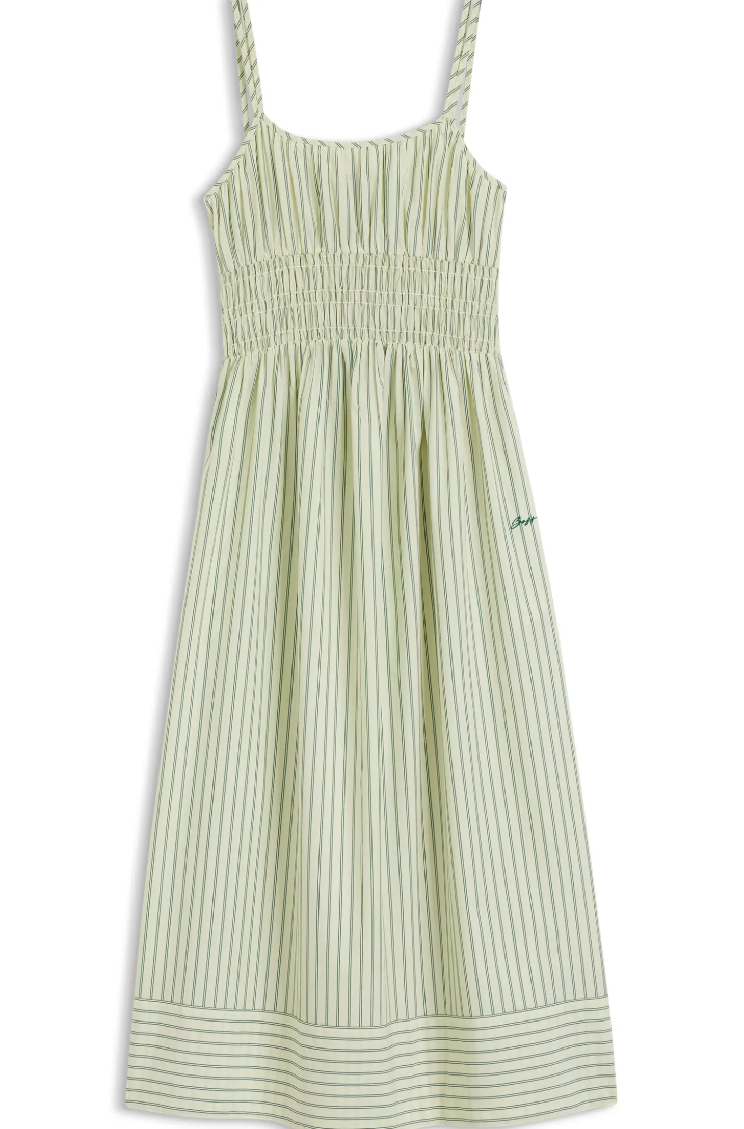 Cotton-poplin dress with vertical stripe