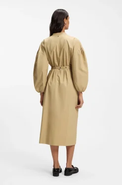 Cotton-poplin shirt dress with eyelet belt