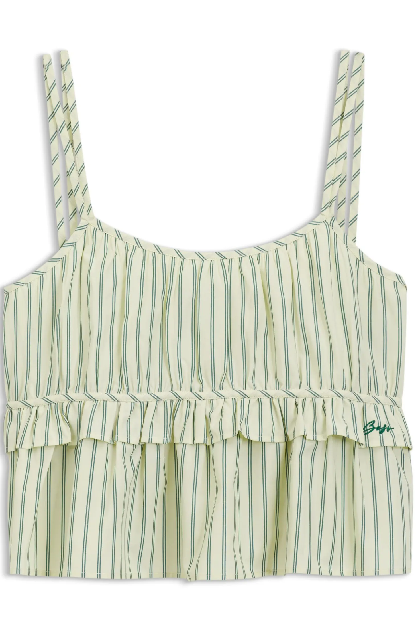 Cotton-poplin top with vertical stripe