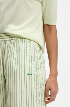 Cotton-poplin trousers with vertical stripe