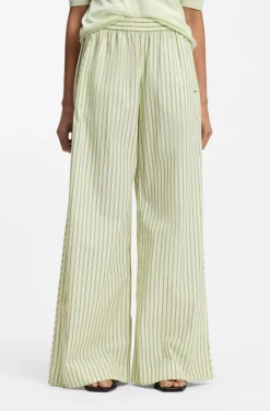 Cotton-poplin trousers with vertical stripe