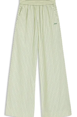 Cotton-poplin trousers with vertical stripe