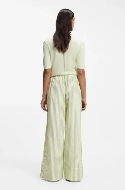 Cotton-poplin trousers with vertical stripe