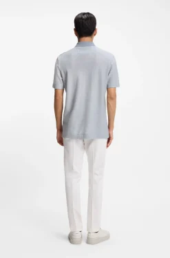 Cotton-silk polo shirt with three-tone structure