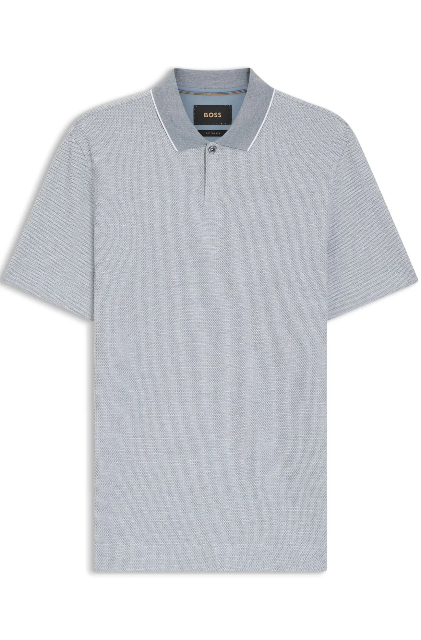 Cotton-silk polo shirt with three-tone structure