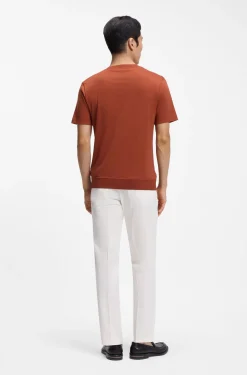 Cotton-silk T-shirt with cable-knit front panel
