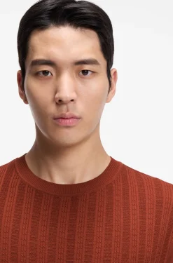 Cotton-silk T-shirt with cable-knit front panel