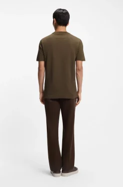 Cotton-silk T-shirt with geometric jacquard