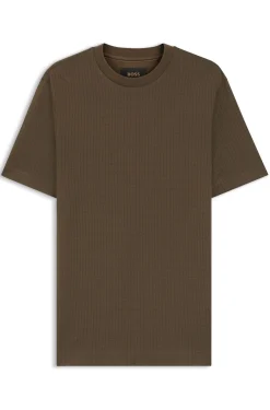 Cotton-silk T-shirt with geometric jacquard