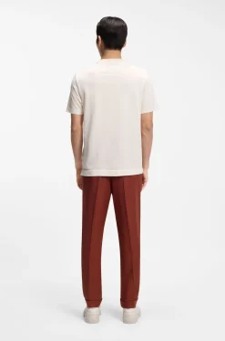 Cotton-silk T-shirt with geometric jacquard