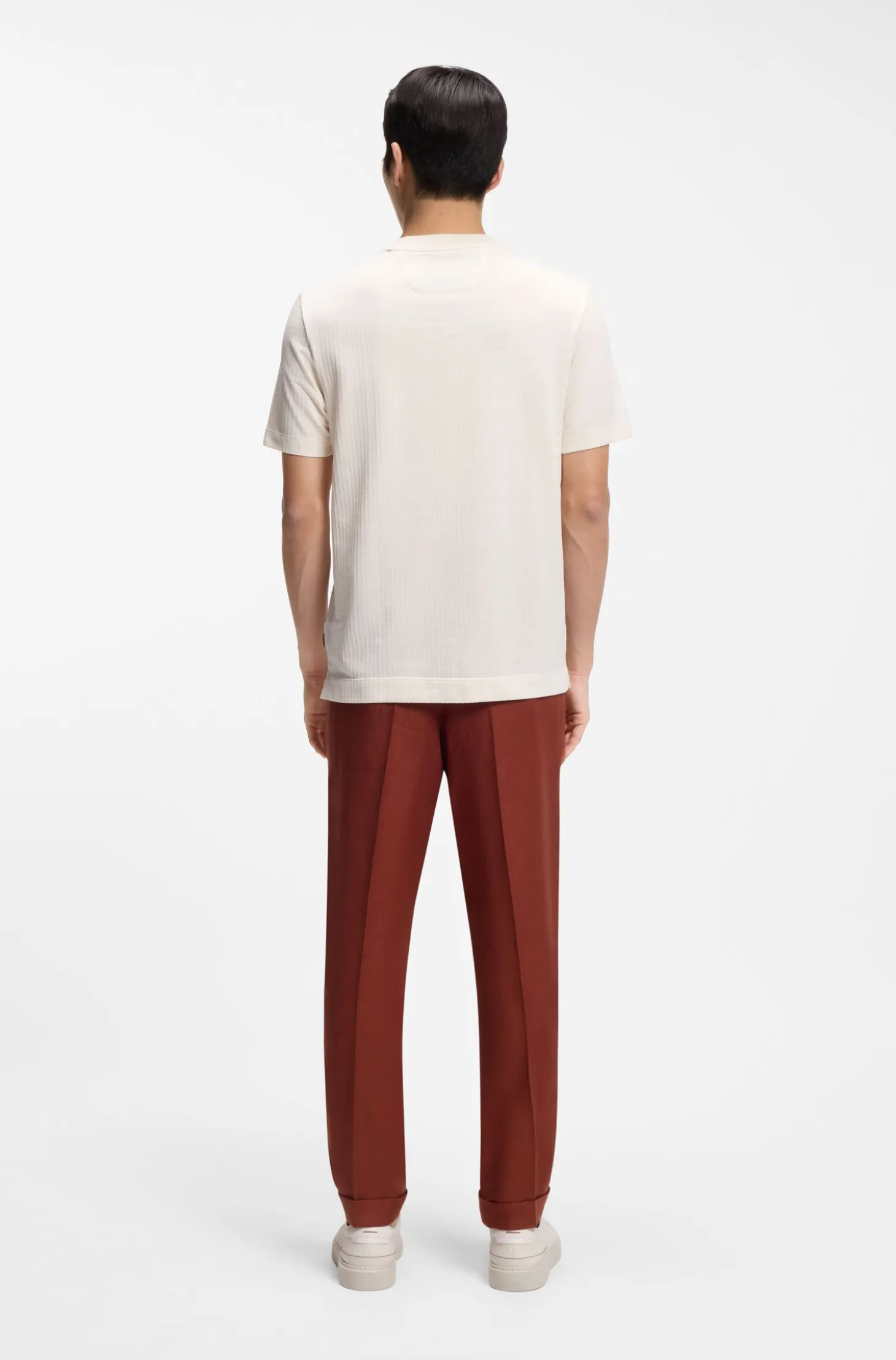 Cotton-silk T-shirt with geometric jacquard