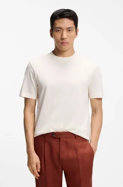 Cotton-silk T-shirt with geometric jacquard