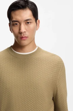 Cotton sweater with knitted structure
