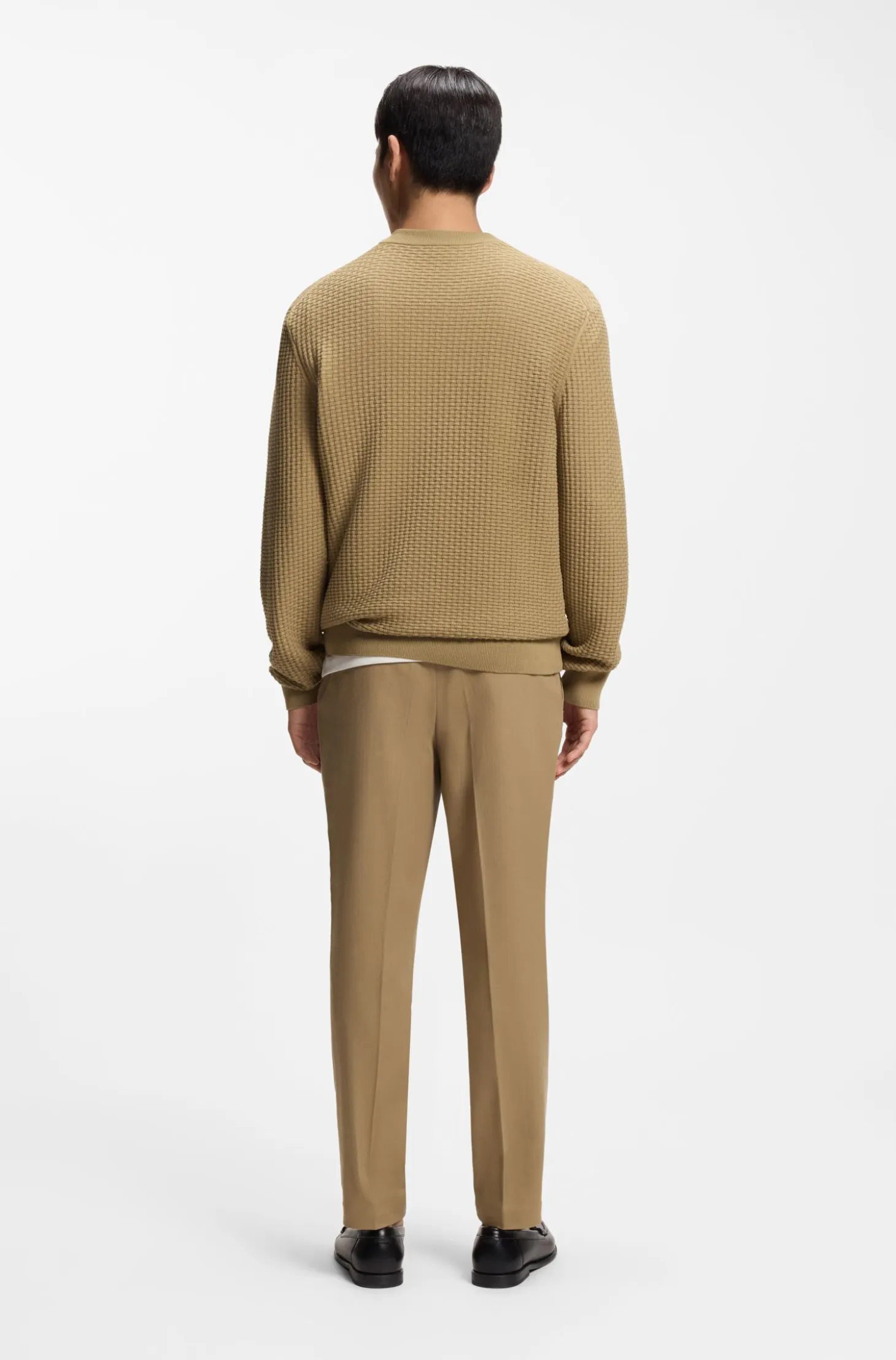 Cotton sweater with knitted structure