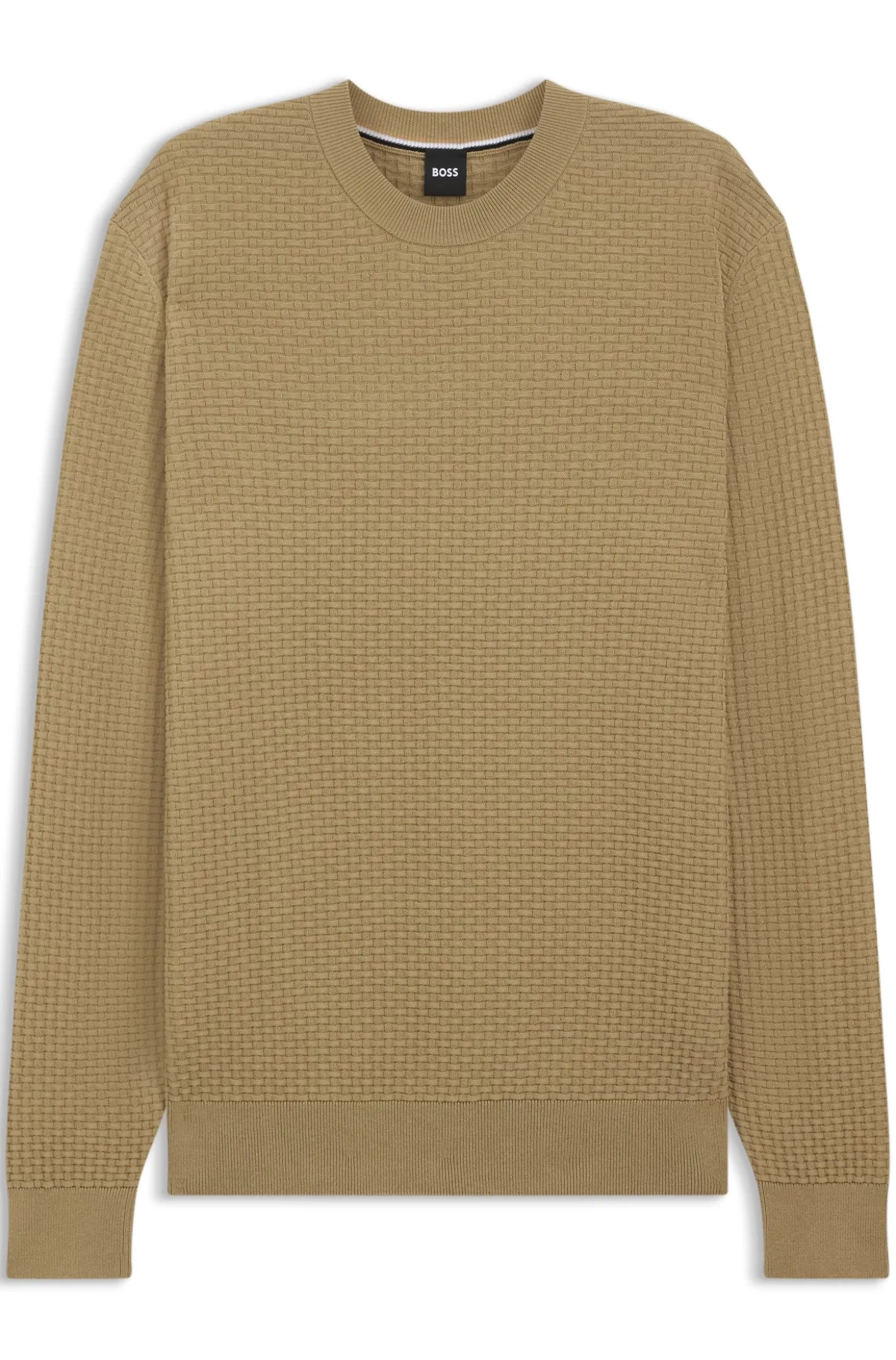 Cotton sweater with knitted structure