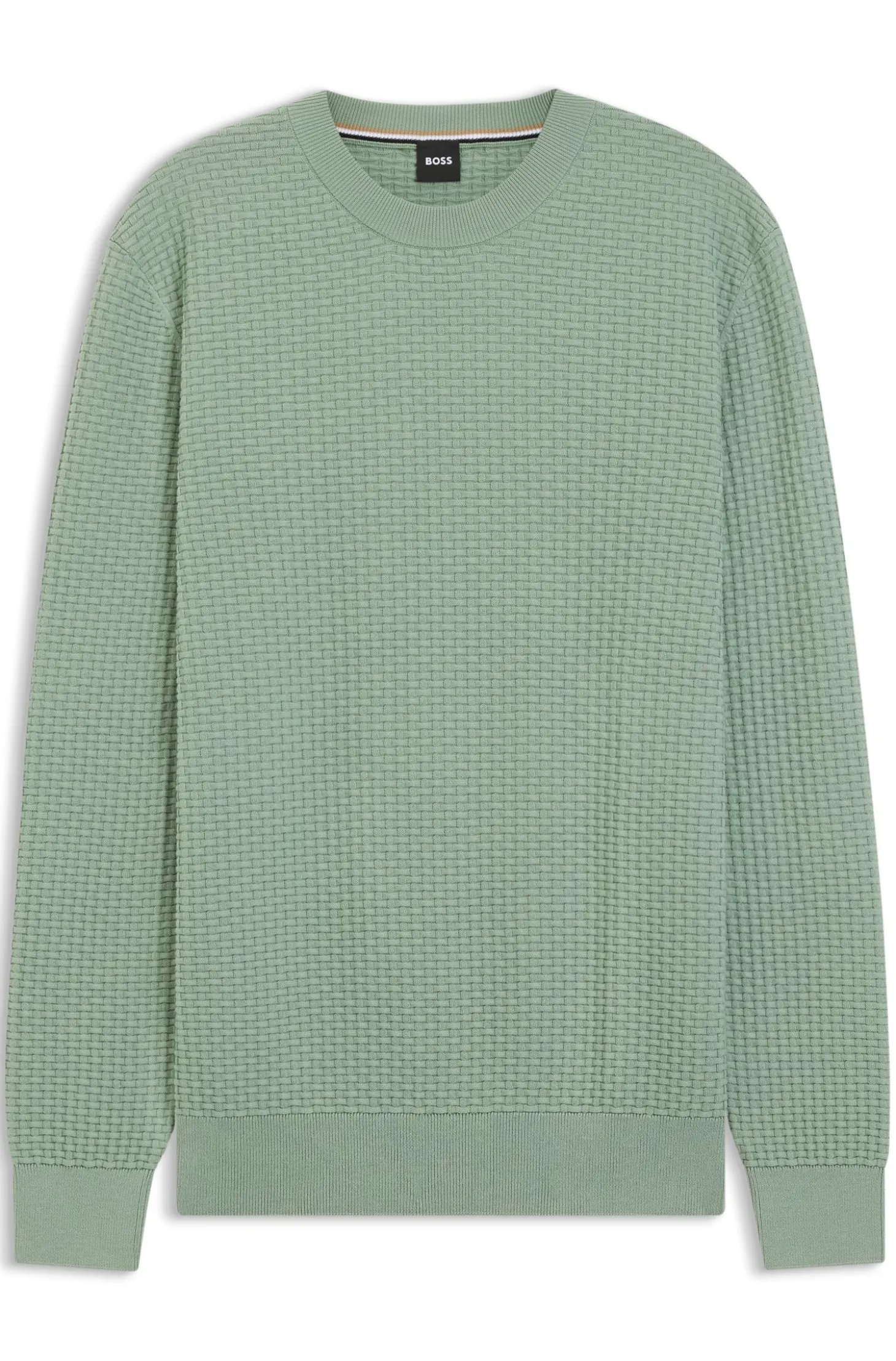 Cotton sweater with knitted structure