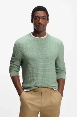 Cotton sweater with knitted structure