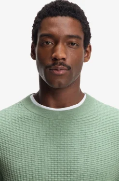 Cotton sweater with knitted structure