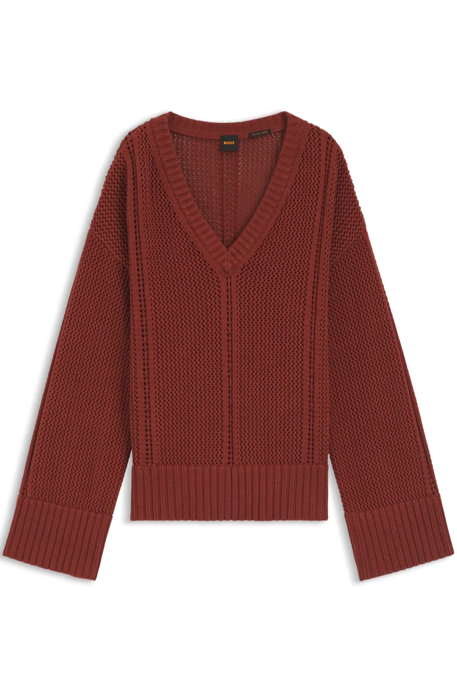 Cotton sweater with mesh structure
