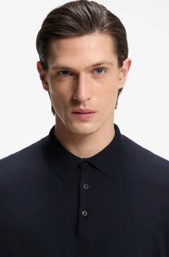 Cotton sweater with polo collar